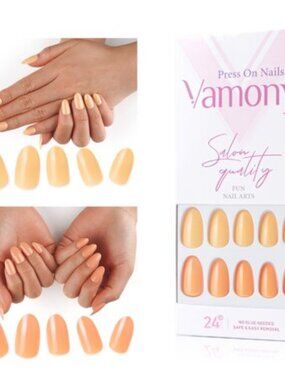 Vamony Press on Nails  48 Pcs Short Almond Shapes Fake Nails  Press-on Nails Kit